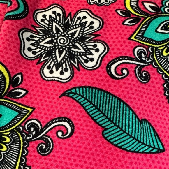 LuLaRoe Tall & Curvy Plus Size 1X Vibrant Pink Polka Dot Paisley Floral Leggings - Picture 8 of 10